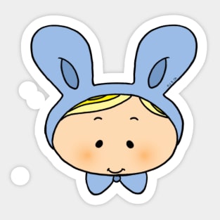 cute blue baby bunny hat Sticker